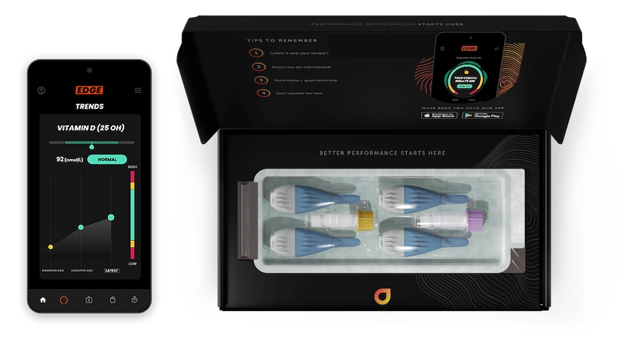 Edge Male Weightlifter home blood test kit with app